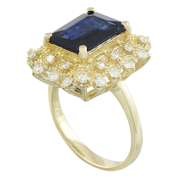 7.03 Carat Sapphire 14K Yellow Gold Diamond Ring - Fashion Strada