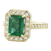 3.40 Carat Emerald 14K Yellow Gold Diamond Ring - Fashion Strada