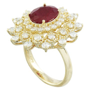 3.96  Carat Ruby 14K Yellow Gold Diamond Ring - Fashion Strada