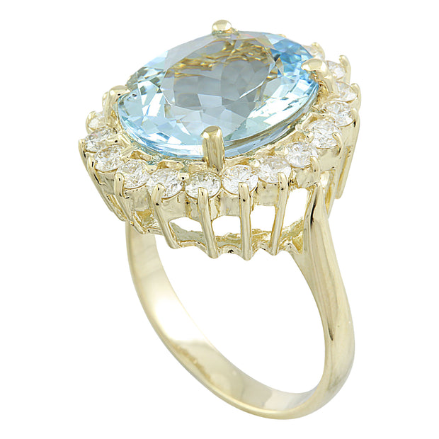 7.16 Carat Aquamarine 14K Yellow Gold Diamond Ring - Fashion Strada