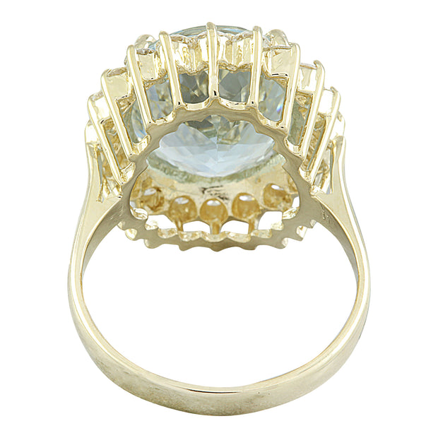 7.16 Carat Aquamarine 14K Yellow Gold Diamond Ring - Fashion Strada