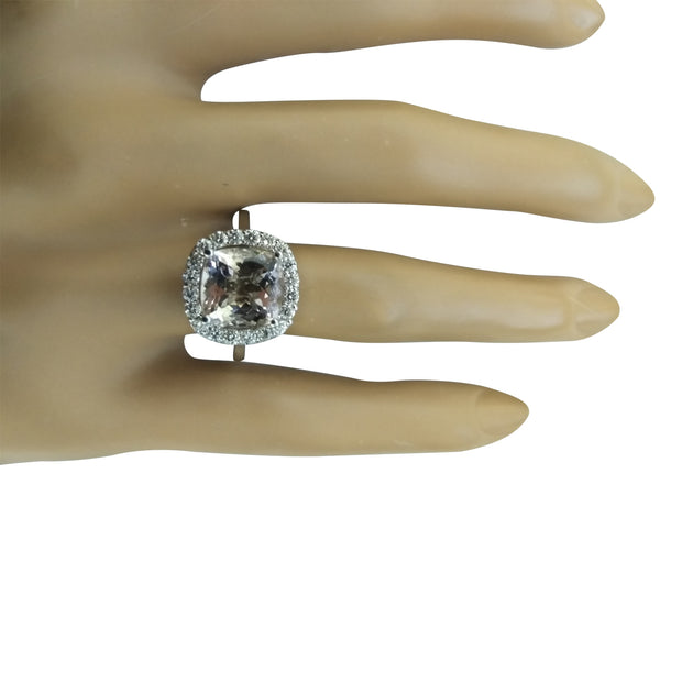 3.56 Carat Morganite 14K White Gold Diamond Ring - Fashion Strada