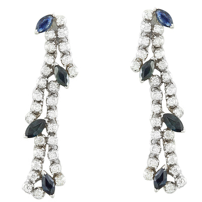 3.20 Carat Sapphire 18K White Gold Diamond earrings - Fashion Strada