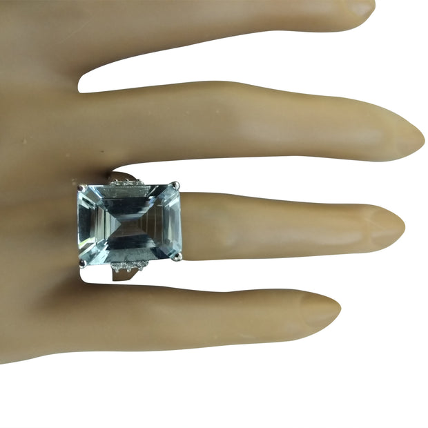 9.07 Carat Aquamarine 14K White Gold diamond ring - Fashion Strada