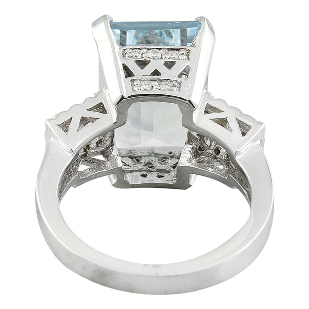 7.90 Carat Aquamarine 14K White Gold Diamond Ring - Fashion Strada