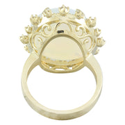 13.95 Carat Opal 14K Yellow Gold Diamond Ring - Fashion Strada