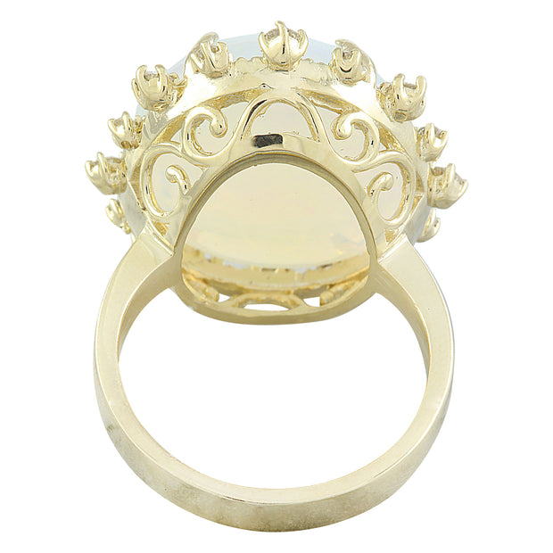 13.95 Carat Opal 14K Yellow Gold Diamond Ring - Fashion Strada