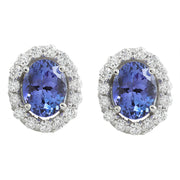 3.07 Carat Tanzanite 14K White Gold Diamond Earrings - Fashion Strada
