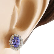 3.07 Carat Tanzanite 14K White Gold Diamond Earrings - Fashion Strada