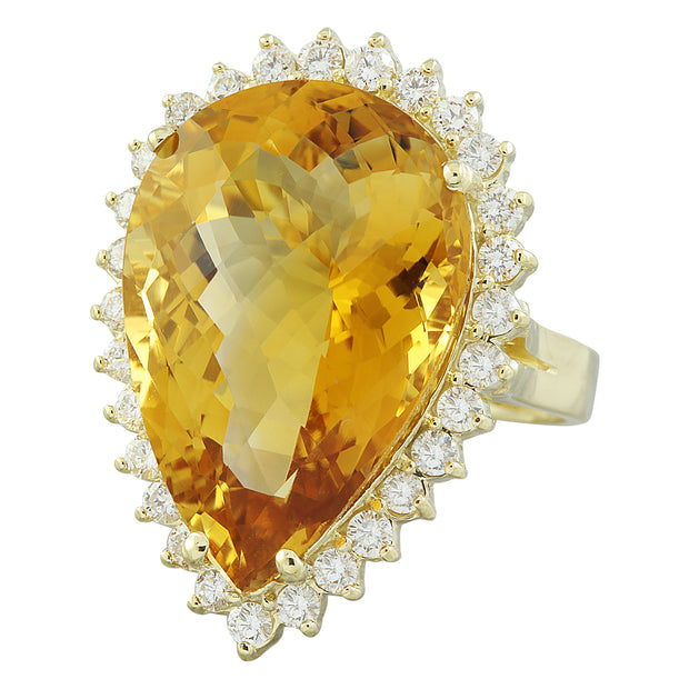 18.85 Carat Citrine 18K Yellow Gold Diamond Ring - Fashion Strada