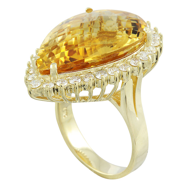 18.85 Carat Citrine 18K Yellow Gold Diamond Ring - Fashion Strada