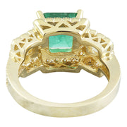 3.97 Carat Emerald 14K Yellow Gold Diamond Ring - Fashion Strada