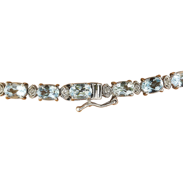 38.18 Carat Aquamarine 14K White Gold Diamond Necklace - Fashion Strada