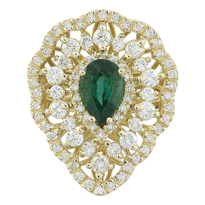 3.41 Carat Emerald 14K Yellow Gold Diamond Ring - Fashion Strada