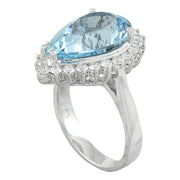 7.65 Carat Aquamarine 14K White Gold Diamond Ring - Fashion Strada