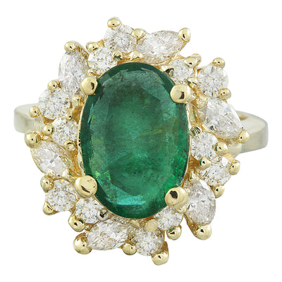 4.67 Carat Emerald 14K Yellow gold Diamond ring - Fashion Strada