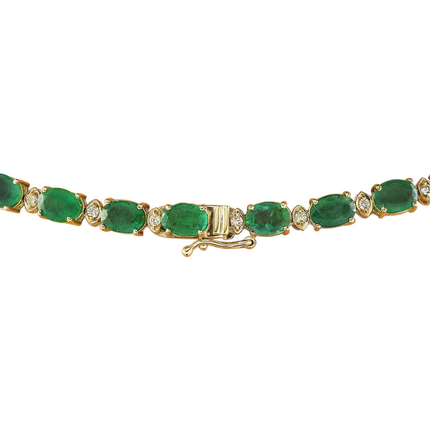 45.07 Carat Emerald 14K Yellow Gold Diamond Necklace - Fashion Strada