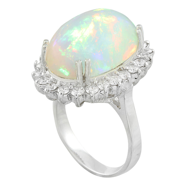 9.15 Carat Opal 14K White Gold Diamond Ring - Fashion Strada