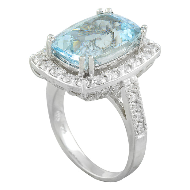9.15 Carat Aquamarine 14K White Gold Diamond Ring - Fashion Strada