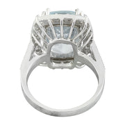 9.15 Carat Aquamarine 14K White Gold Diamond Ring - Fashion Strada