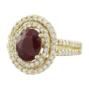 2.77 Carat Ruby 14K Yellow Gold Diamond Ring - Fashion Strada