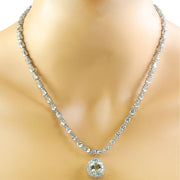 40.06 Carat Aquamarine 14K White Gold Diamond Necklace - Fashion Strada