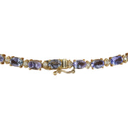42.87 Carat Tanzanite 14K Yellow Gold Diamond Necklace - Fashion Strada