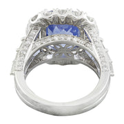 6.88 Carat Sapphire 14K White Gold Diamond Ring - Fashion Strada