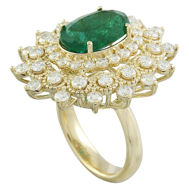 7.15 Carat Emerald 14K Yellow Gold Diamond Ring - Fashion Strada