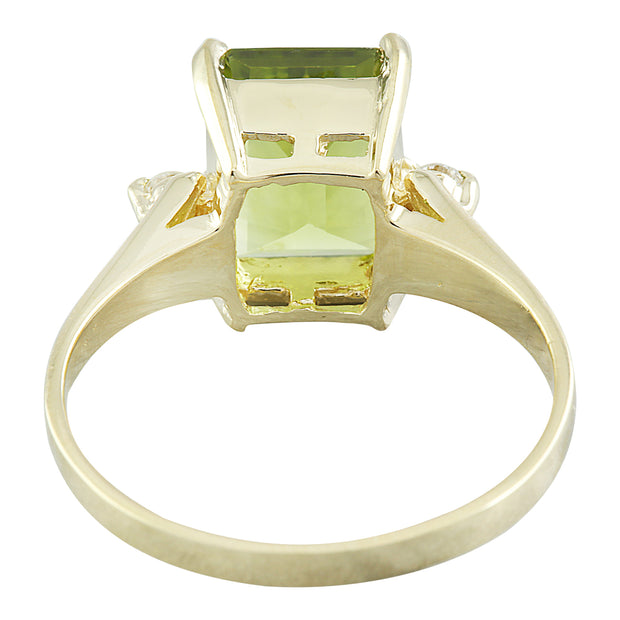 2.26 Carat Peridot 14K Yellow Gold Diamond Ring - Fashion Strada