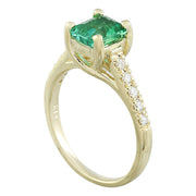 1.63 Carat Emerald 14K Yellow Gold Diamond Ring - Fashion Strada