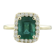 2.47 Carat Emerald 14K Yellow Gold Diamond Ring - Fashion Strada