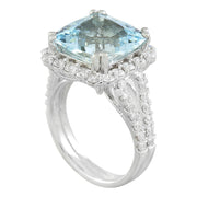 8.12 Carat Aquamarine 14K White Gold Diamond Ring - Fashion Strada
