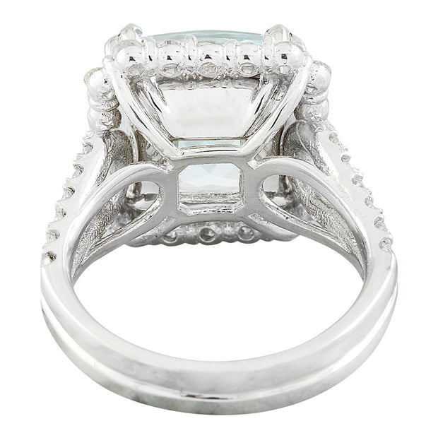 8.12 Carat Aquamarine 14K White Gold Diamond Ring - Fashion Strada
