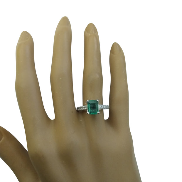 1.47 Carat Emerald 14K White Gold Diamond Ring - Fashion Strada