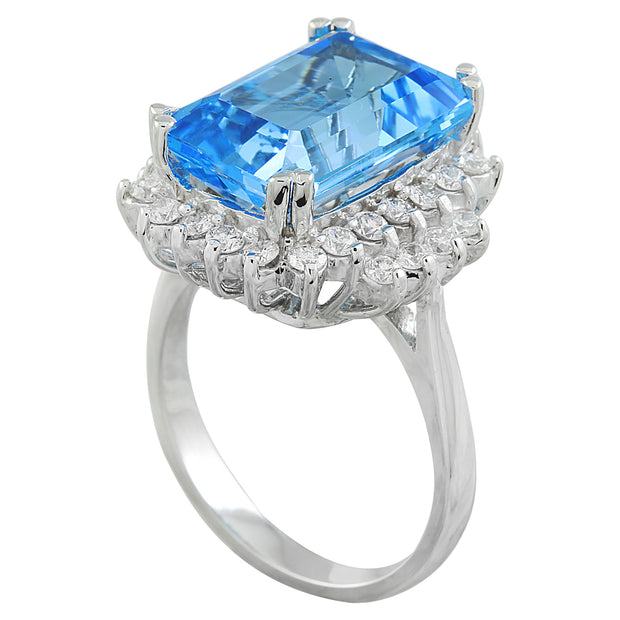 11.59 Carat Topaz 14K White Gold Diamond Ring - Fashion Strada