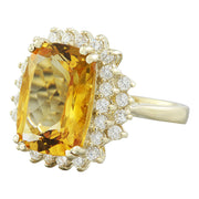 8.80 Carat Citrine 14K Yellow Gold Diamond Ring - Fashion Strada