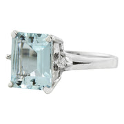 2.26 Carat Aquamarine 14K White Gold Diamond Ring - Fashion Strada