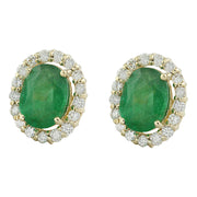 4.70 Carat Emerald 14K Yellow Gold Diamond Earrings - Fashion Strada