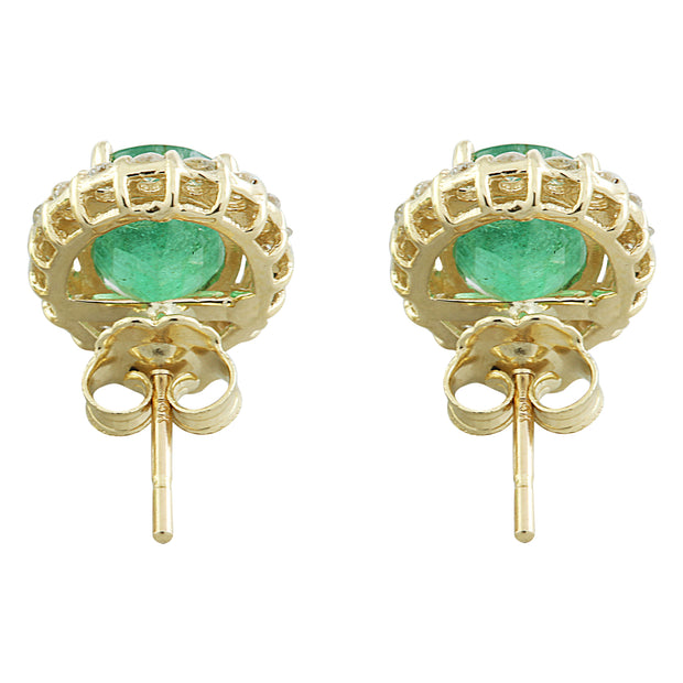 4.70 Carat Emerald 14K Yellow Gold Diamond Earrings - Fashion Strada