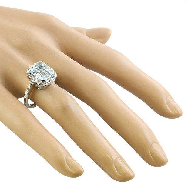 3.53 Carat Aquamarine 14K White Gold Diamond Ring - Fashion Strada