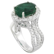 6.86 Carat Emerald 14K White Gold Diamond Ring - Fashion Strada