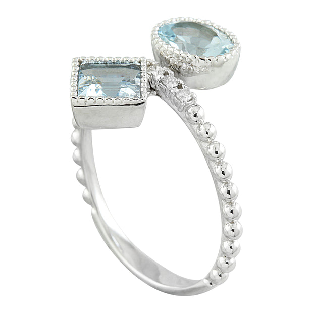 1.31 Carat Aquamarine 14K White Gold Diamond Ring - Fashion Strada