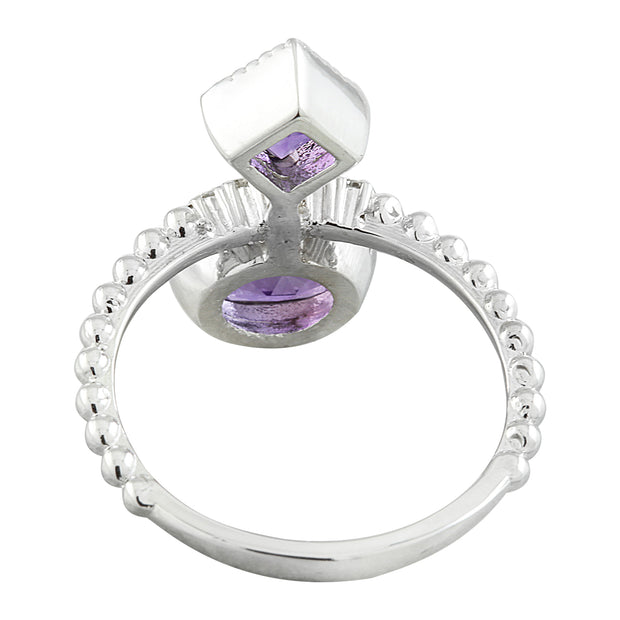 1.82 Carat Amethyst 14K White Gold Diamond Ring - Fashion Strada