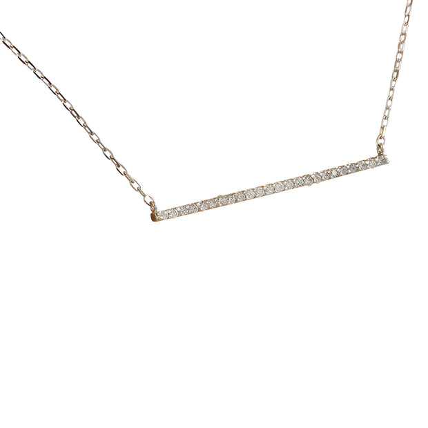 0.25 Carat Diamond 14K White Gold Bar Necklace - Fashion Strada