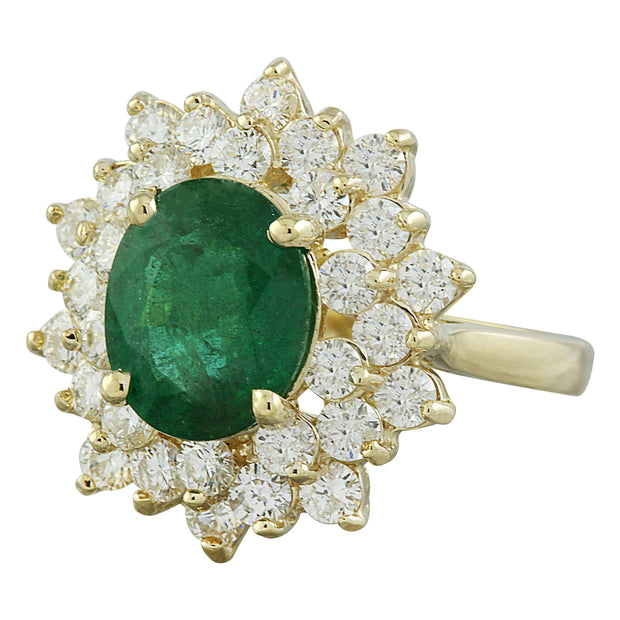 5.90 Carat Emerald 14K Yellow Gold Diamond Ring - Fashion Strada
