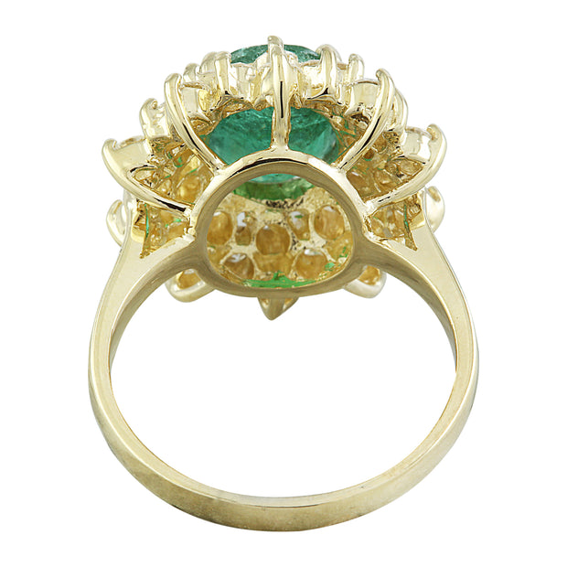 5.90 Carat Emerald 14K Yellow Gold Diamond Ring - Fashion Strada