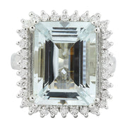 10.77 Carat Aquamarine 14K White Gold Diamond Ring - Fashion Strada