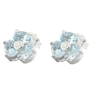 2.61 Carat Aquamarine 14K White Gold Diamond Earrings - Fashion Strada