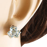 2.61 Carat Aquamarine 14K White Gold Diamond Earrings - Fashion Strada